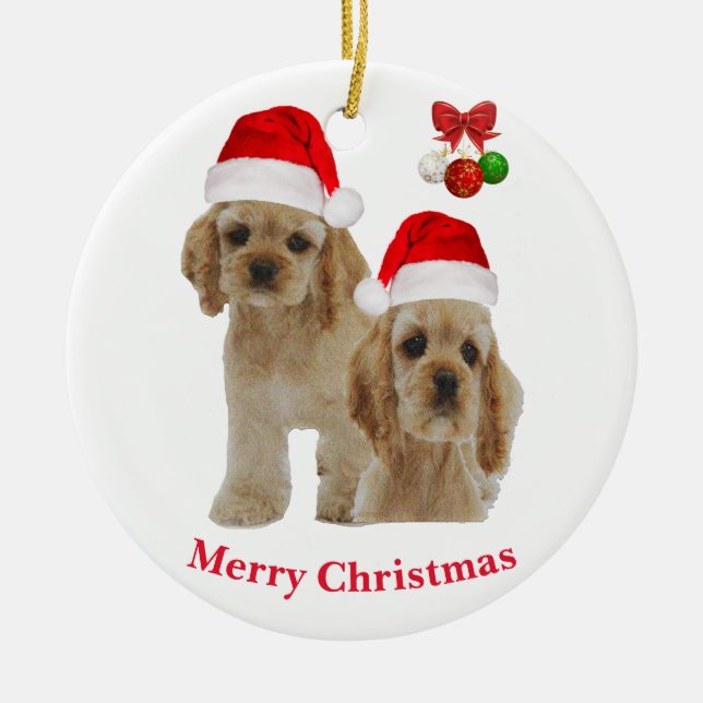 Cocker spaniel Christmas ornament (Front)