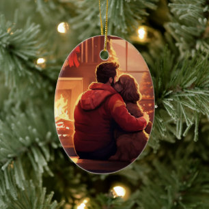 Cocker Spaniel Christmas Ornament, Fireman Pet  Ceramic Ornament