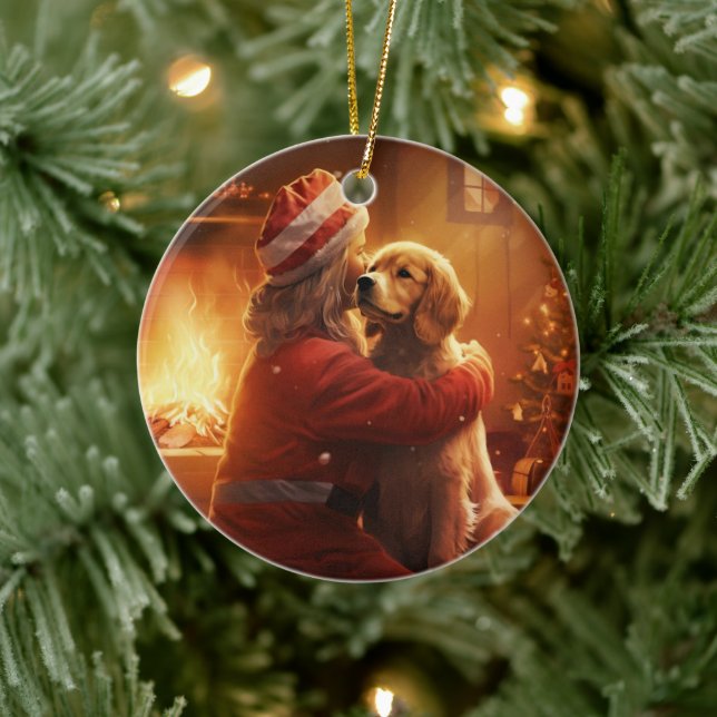 Cocker Spaniel Christmas Ornament, Fireman Pet  Ceramic Ornament (Tree)