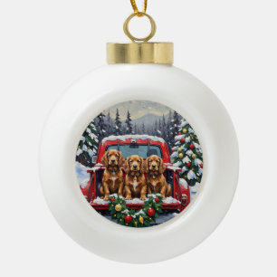 Cocker Spaniel Christmas Red Truck Holiday Ceramic Ball Christmas Ornament