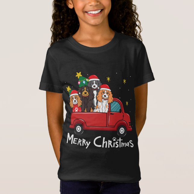 Cocker Spaniel Christmas Truck Tree Dog Mom Xmas D T-Shirt (Front)