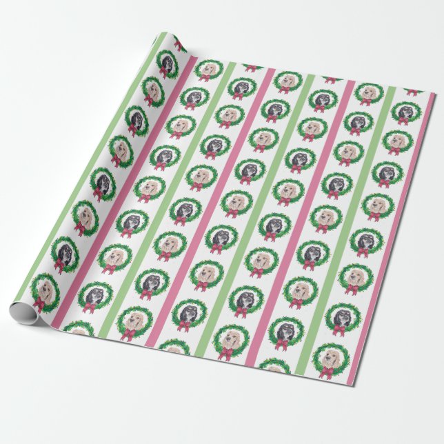 Cocker Spaniel Christmas Wrapping Paper (Unrolled)