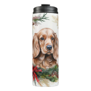 Cocker Spaniel Christmas Wreath Festive Pup Thermal Tumbler
