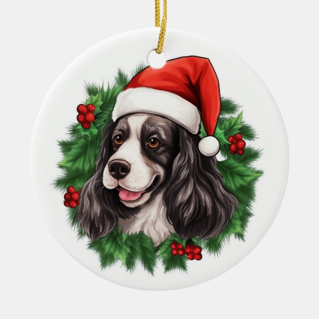 Cocker Spaniel Christmas Wreath Ornament (Front)