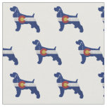 Cocker Spaniel Colorado Flag Silhouette Fabric