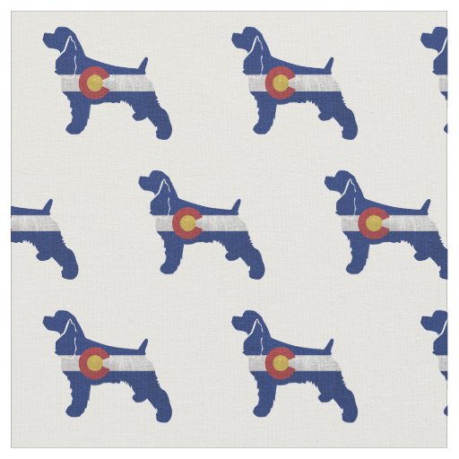 Cocker Spaniel Colorado Flag Silhouette Fabric