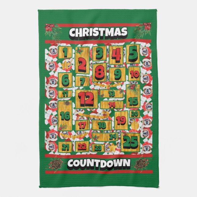 Cocker Spaniel Countdown Christmas Advent Calendar Kitchen Towel (Vertical)