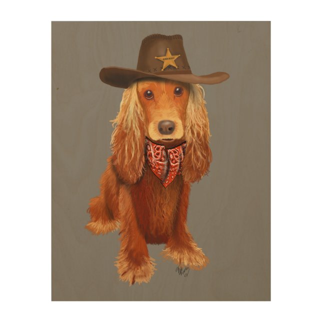 Cocker Spaniel Cowboy Wood Wall Decor (Front)