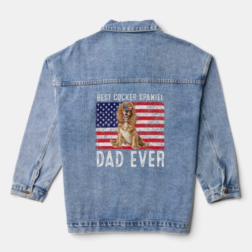 Cocker Spaniel Dad Usa American Flag Cocker Spanie Denim Jacket