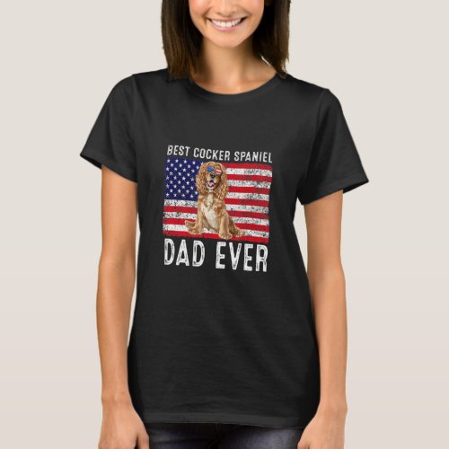 Cocker Spaniel Dad Usa American Flag Cocker Spanie T_Shirt