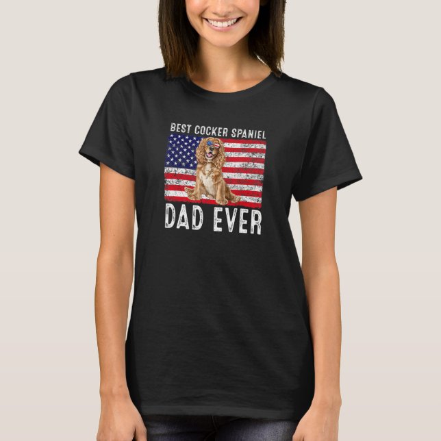 Cocker Spaniel Dad Usa American Flag Cocker Spanie T-Shirt (Front)
