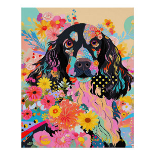 Cocker Spaniel Dog and Flowers 005 - Tailor jewel Poster
