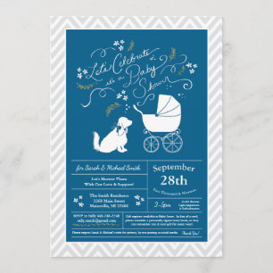 Cocker Spaniel Dog Baby Shower Boy Blue Invitation