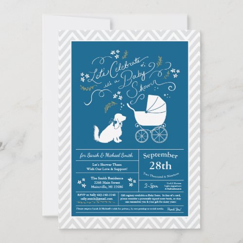 Cocker Spaniel Dog Baby Shower Boy Blue Invitation