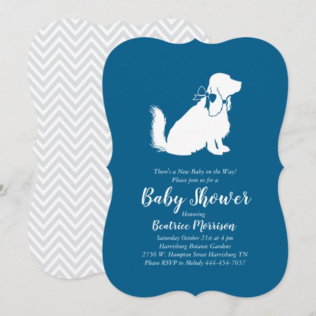 Cocker Spaniel Dog Baby Shower Boy Blue Invitation (Front/Back)