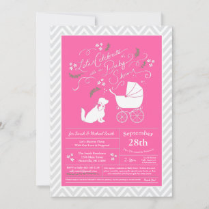 Cocker Spaniel Dog Baby Shower Girl Pink Invitation
