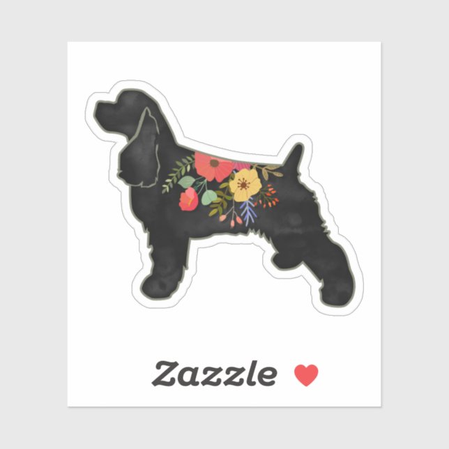 Cocker Spaniel Dog Breed Bohemian Floral Saddle Sticker (Sheet)