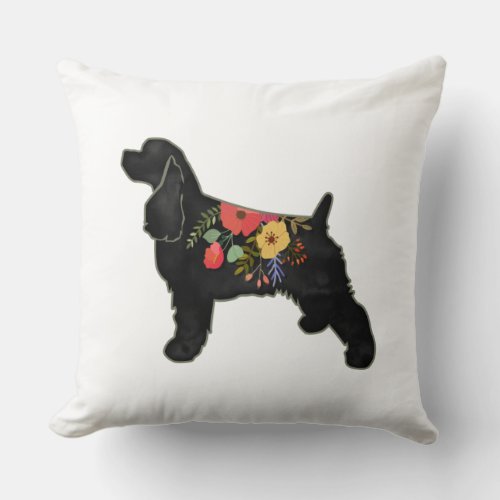 Cocker Spaniel Dog Breed Bohemian Floral Saddle Throw Pillow