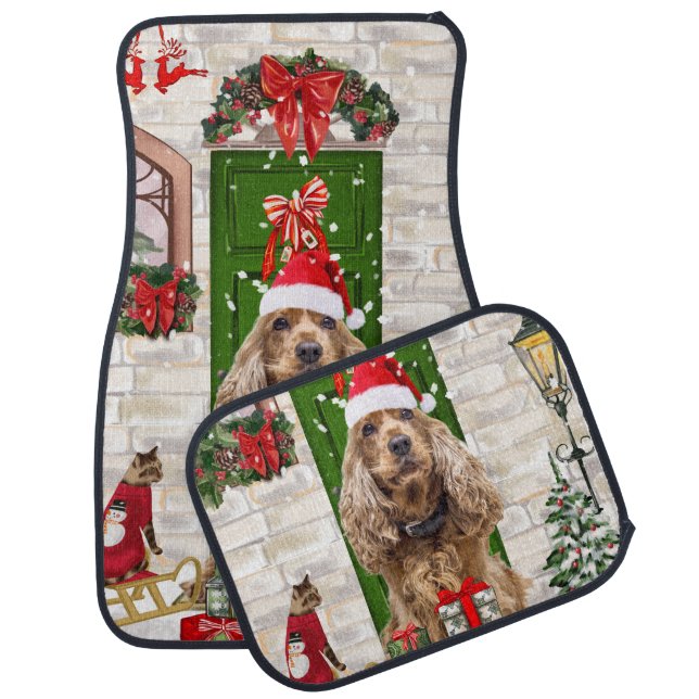 Cocker Spaniel Dog Christmas  Car Floor Mat (Set)