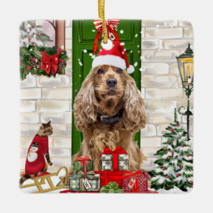 Cocker Spaniel Dog Christmas Ceramic Ornament