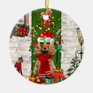 Cocker Spaniel Dog Christmas Ceramic Ornament