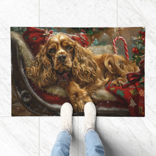 Cocker Spaniel Dog Christmas Festive Doormat