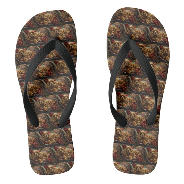 Cocker Spaniel Dog Christmas Festive Flip Flops (Footbed)