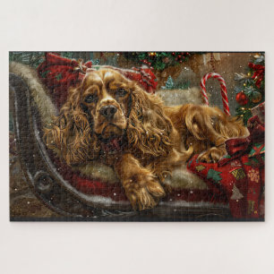 Cocker Spaniel Dog Christmas Festive Jigsaw Puzzle