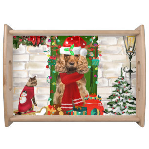 Cocker Spaniel Dog Christmas Gift Bag Serving Tray