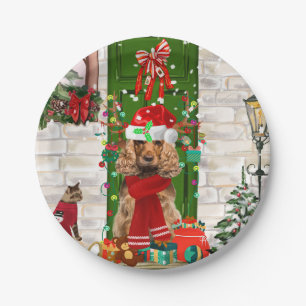 Cocker Spaniel Dog Christmas Paper Plates