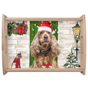Cocker Spaniel Dog Christmas Serving Tray