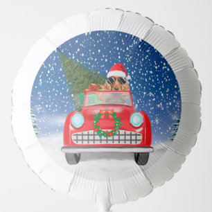 Cocker Spaniel Dog Driving Car In Snow Christmas Balloon
