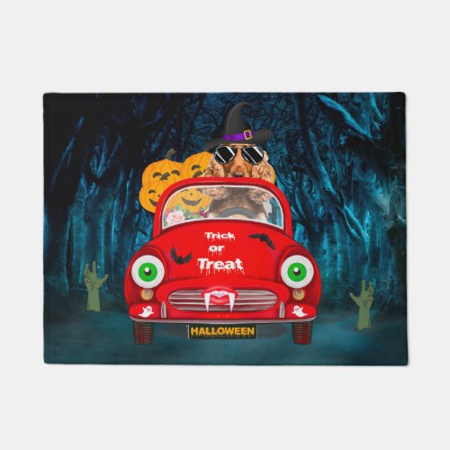 Cocker Spaniel Dog Driving Car Scary Halloween  Doormat