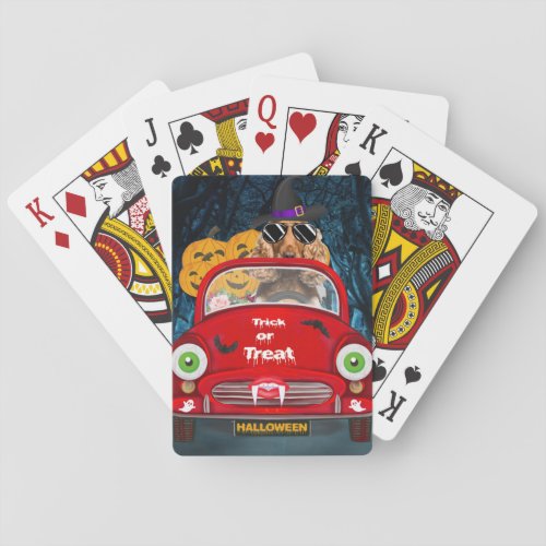 Cocker Spaniel Dog Driving Car Scary Halloween  Playing Cards