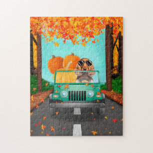 Cocker Spaniel Dog Fall Pumpkin Jigsaw Puzzle