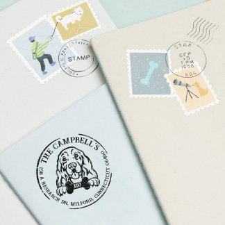 Cocker Spaniel Dog Family Return Address Rubber Stamp