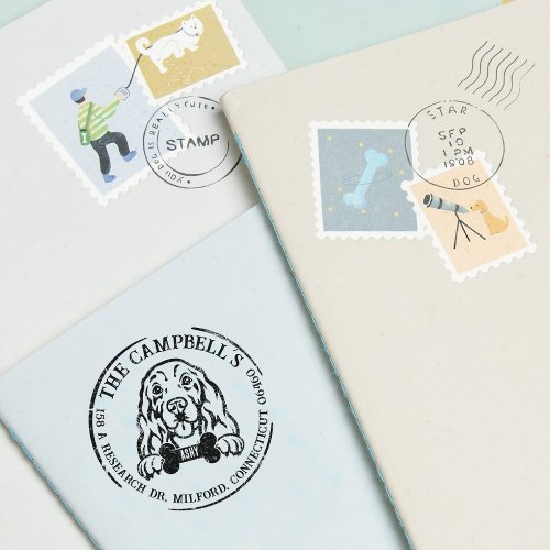 Cocker Spaniel Dog Family Return Address  Rubber Stamp
