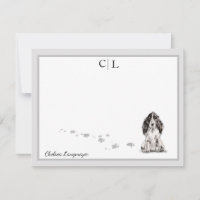 Cocker Spaniel Dog Gray Border Monogram Your Name