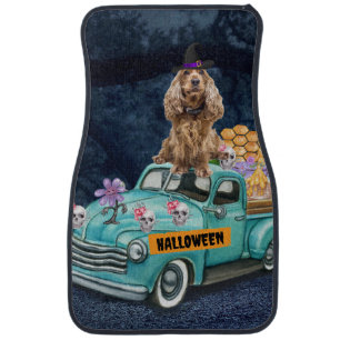 Cocker Spaniel Dog Halloween Truck Scary Night Car Floor Mat