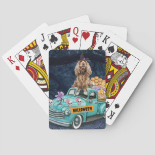 Cocker Spaniel Dog Halloween Truck Scary Night Poker Cards