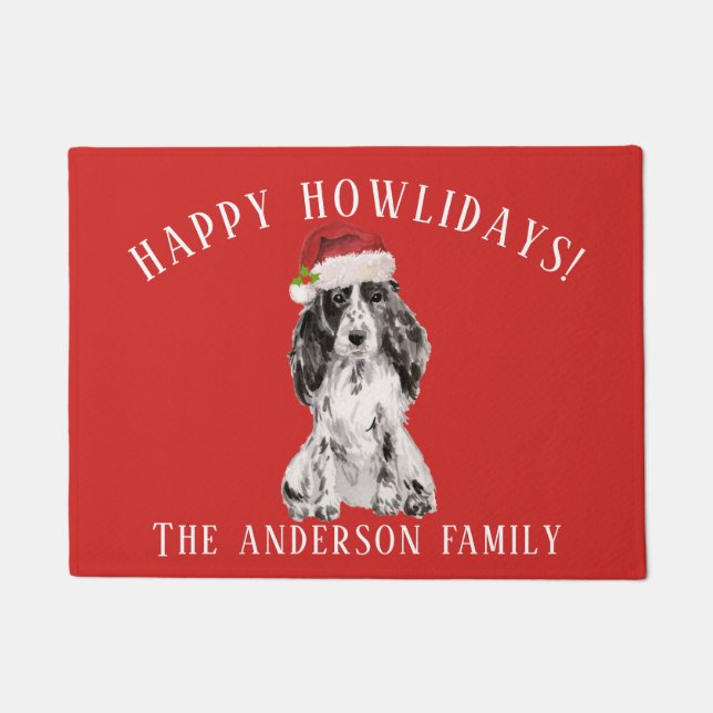 Cocker Spaniel Dog Happy Howlidays Christmas Doormat (Front)