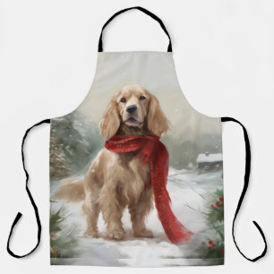 Cocker Spaniel Dog in Snow Christmas Apron