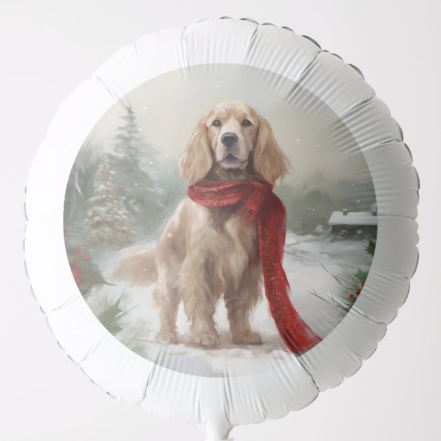 Cocker Spaniel Dog in Snow Christmas Balloon (Front)