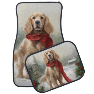 Cocker Spaniel Dog in Snow Christmas Car Floor Mat