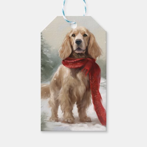 Cocker Spaniel Dog in Snow Christmas Gift Tags
