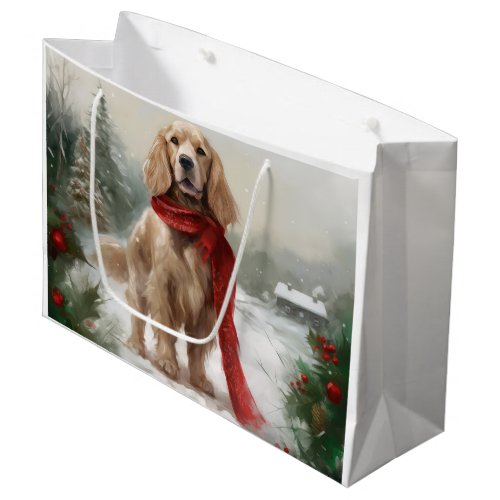 Cocker Spaniel Dog in Snow Christmas Large Gift Bag