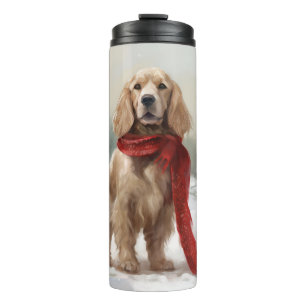 Cocker Spaniel Dog in Snow Christmas Thermal Tumbler