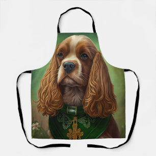 Cocker Spaniel Dog in St. Patrick's Day Dress Apron