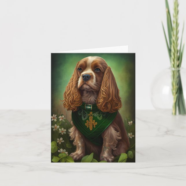 Cocker Spaniel Dog in St. Patrick's Day Dress Card (Front)