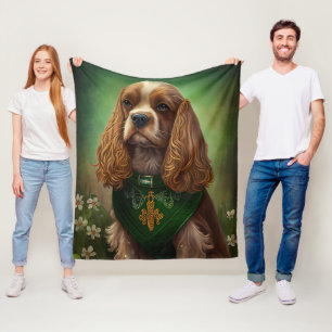 Cocker Spaniel Dog in St. Patrick's Day Dress Fleece Blanket
